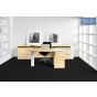 T82 Jet Black office mockup.  T82 Jet Black is a 100% polypropylene needlefelt fine rib cord carpet tile. Achieving a class 32 rating, the T82 range is ideal for commercial and domestic floor covering. T82 Jet Black is a repeatable stock item.